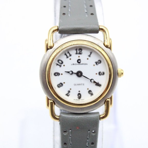 J.B Champion Watch Womens Multi-Tone Stainless Steel Classic Gray Leather Band - Picture 3 of 8